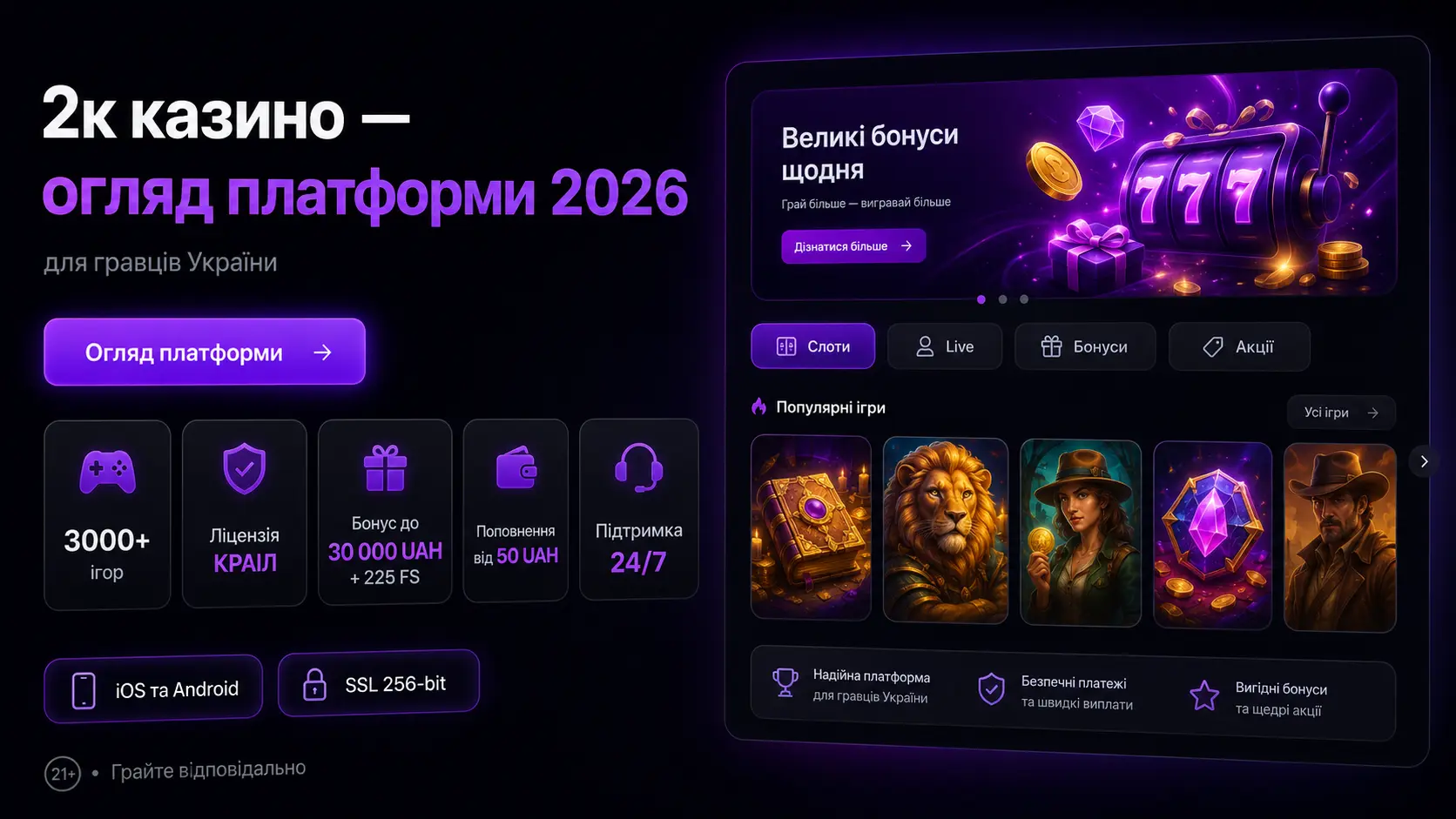 2к казино &mdash; огляд платформи для гравців України 2026