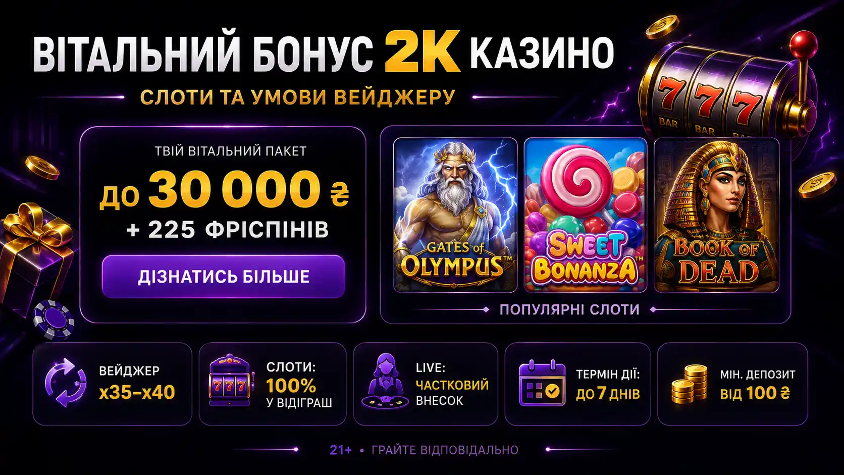 вітальний бонус 2k казино &mdash; слоти та умови вейджеру